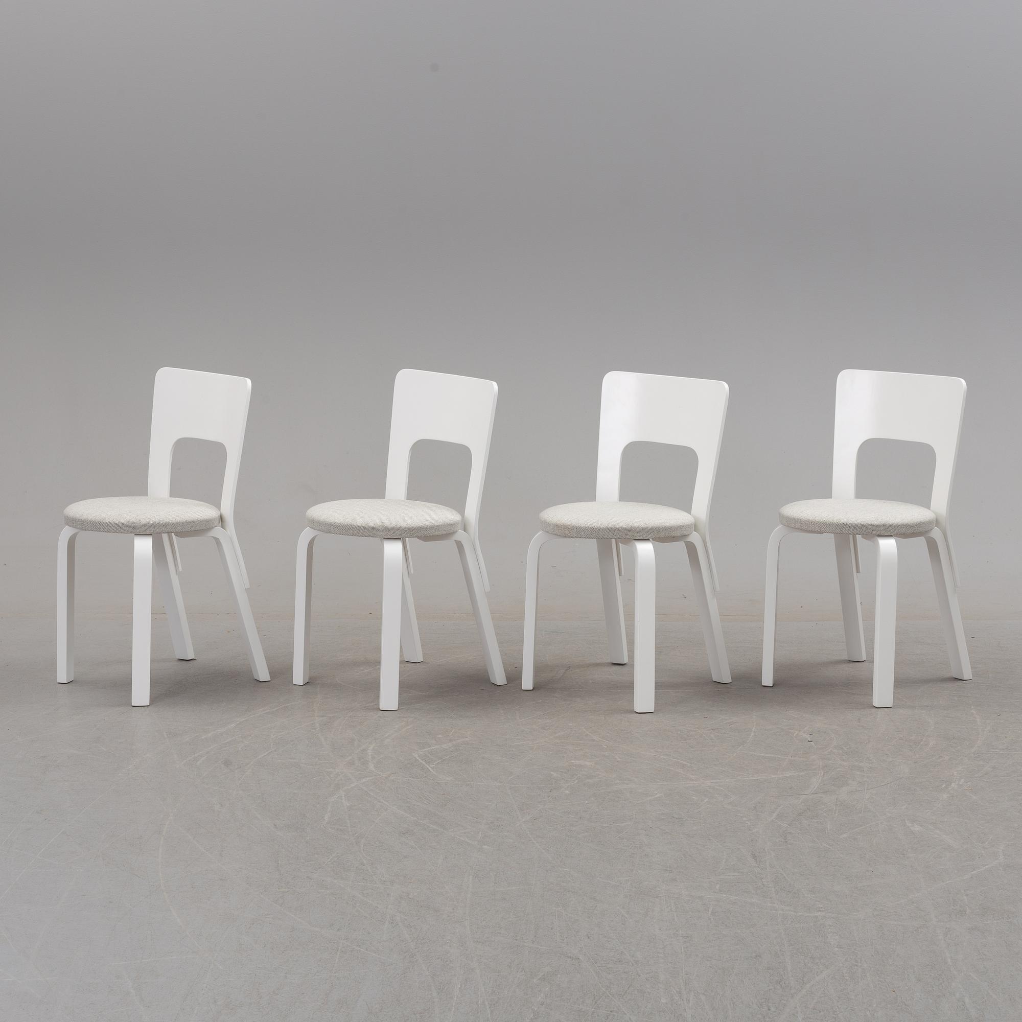 a dining table '81B' and four '66' chairs by Alvar Aalto, Artek.