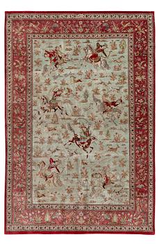 424. A silk Qum, rug Central Persia (Iran), signerad c. 200 x 135 cm.