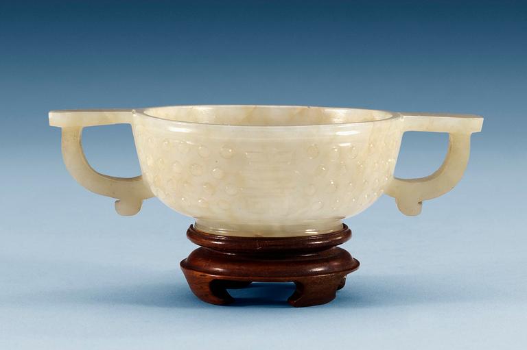 VINBÄGARE, jade. Qing dynastin, troligen Qianlong (1736-95).