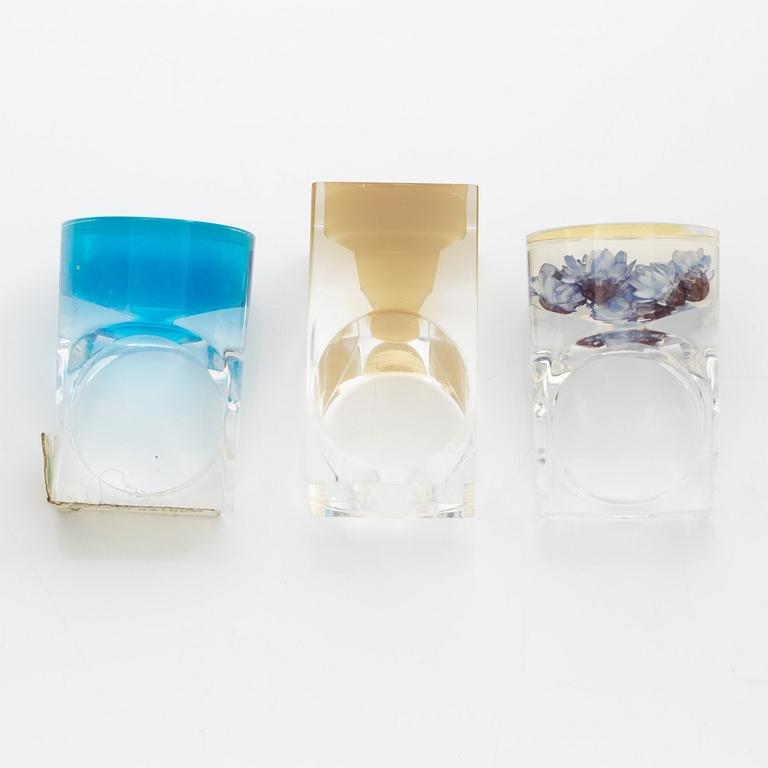 Siv Lagerström, three rings, acrylic plastic, 1970s.
