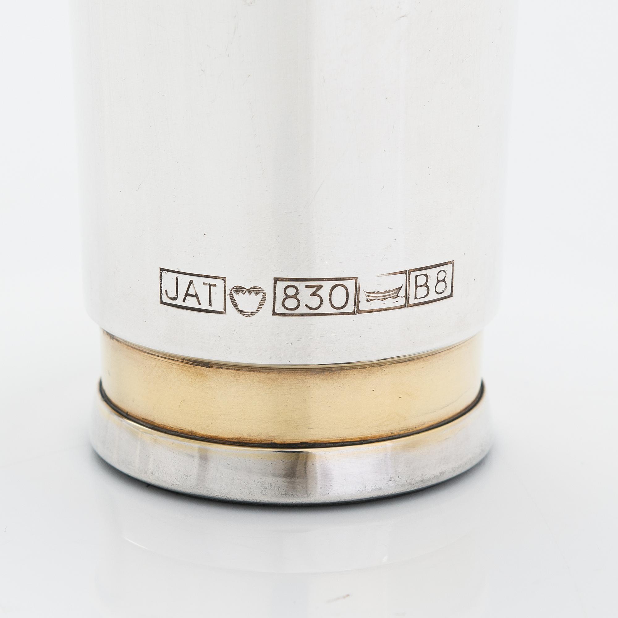 Pekka Piekäinen, two pairs of beakers, silver and gilded silver, 1979 and 1992.