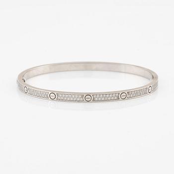 Cartier armband "Love", liten modell, 18K vitguld med runda briljantslipade diamanter.