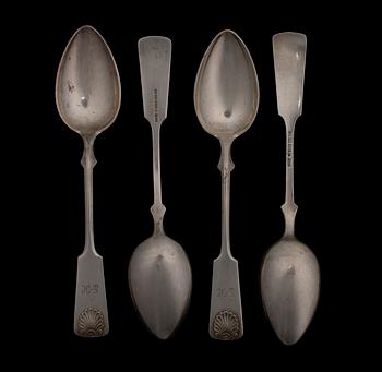 BESTICKUPPSÄTTNING, 49 delar, silver, "Musslan", Finland 1920-30-tal. Vikt ca 1308 g.