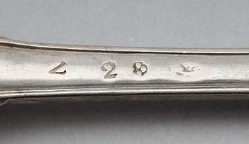 MATSKEDAR, 7 st, silver, bl a Anders Lundqvist, Stockholm 1827. Vikt ca 443 g.