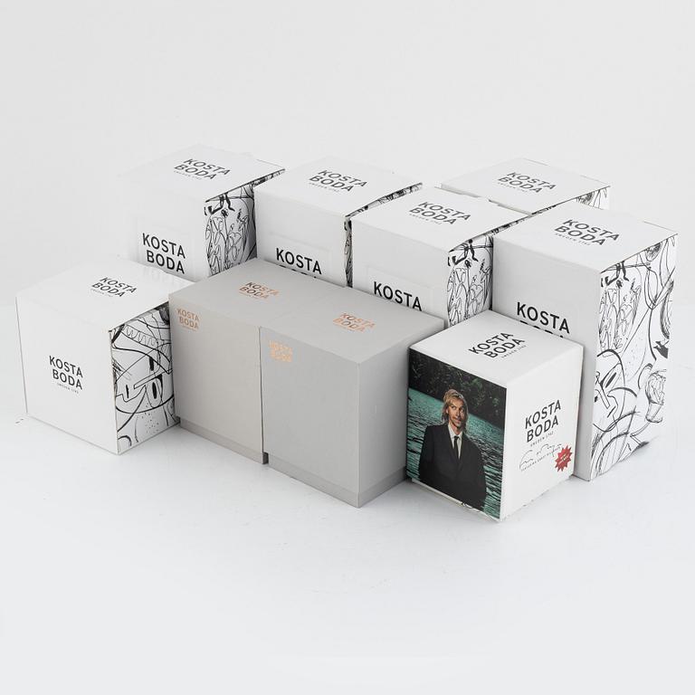 Ernst Billgren, glas, 8 st, New Friends, Kosta Boda.