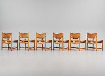 Børge Mogensen, a set of eight "Jagtspisestol"/"Spanish Dining" chairs model "3237" & "3238", Fredericia Stolefabrik, Denmark.