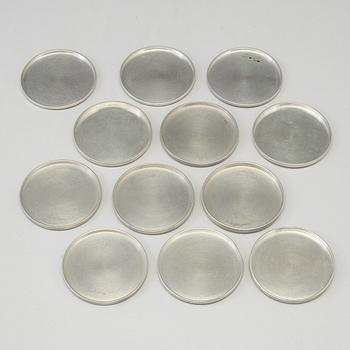 FIRMA SVENSKT TENN, twelve pewter Coasters, late 1940s.