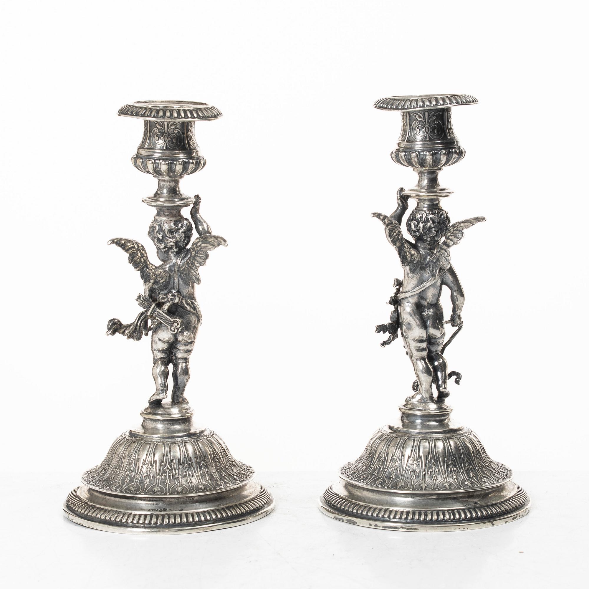 Candelsticks, a pair, silver, 1880s.