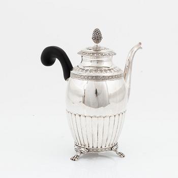 Anders Lundqvist, kaffekanna, silver, senempire, Stockholm 1847.