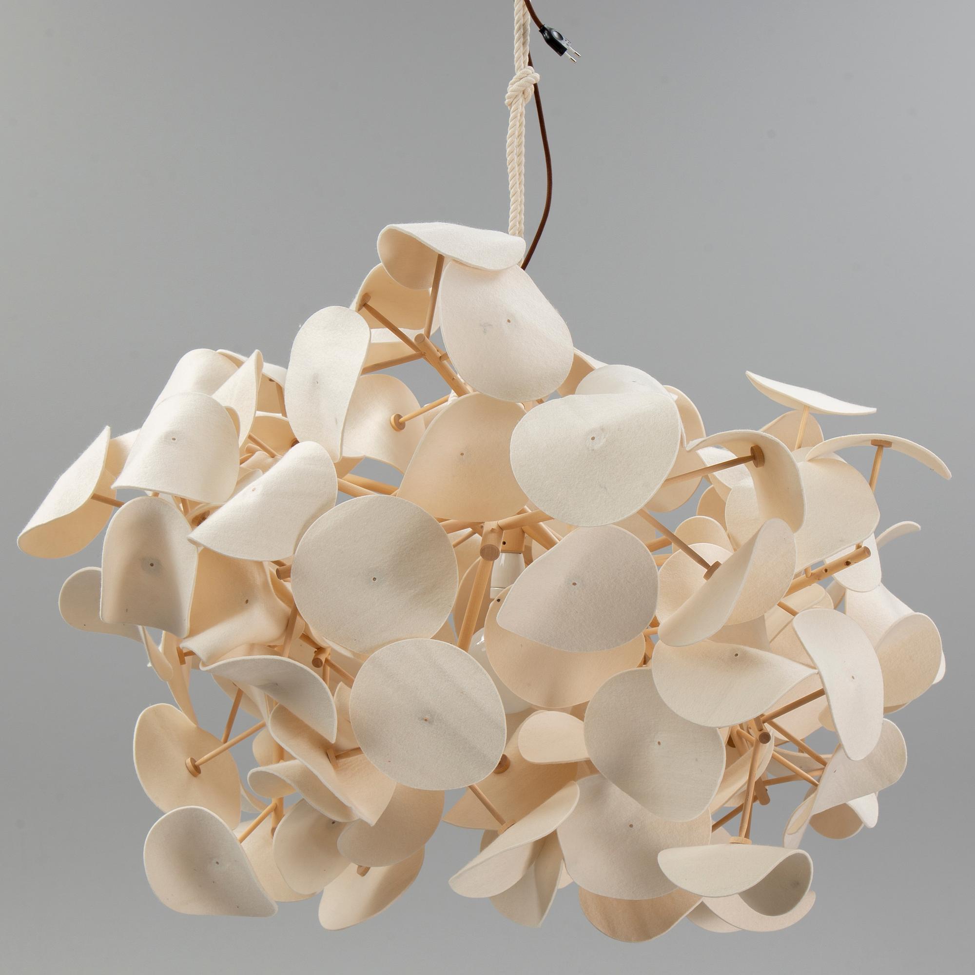 A contemporary birch and wool 'Leaf lamp' by Peter Schumacher, Green Furniture Concept.