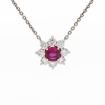 Harry Winston, halsband, "Sunflower", petite, platina, rubin och diamanter.