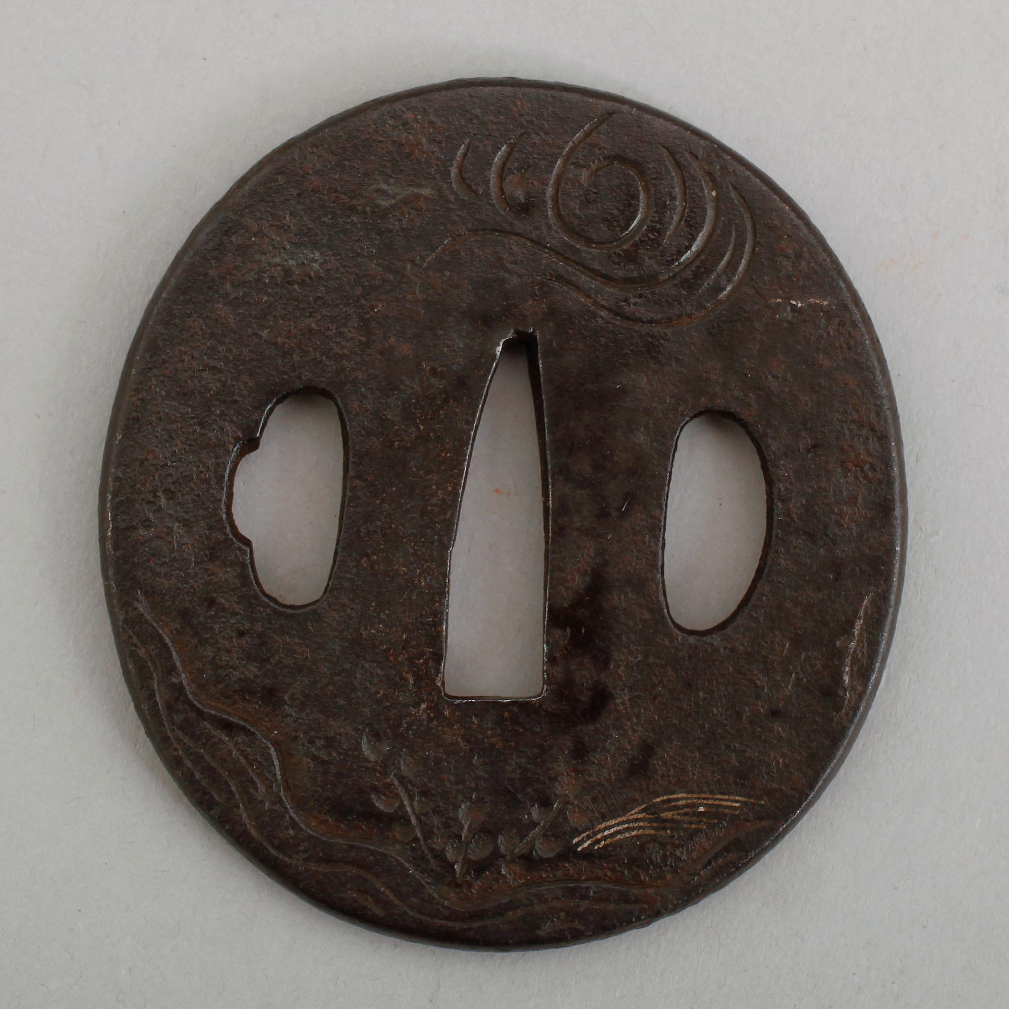 TSUBA, järn, Japan, Masataka, 1800-tal.