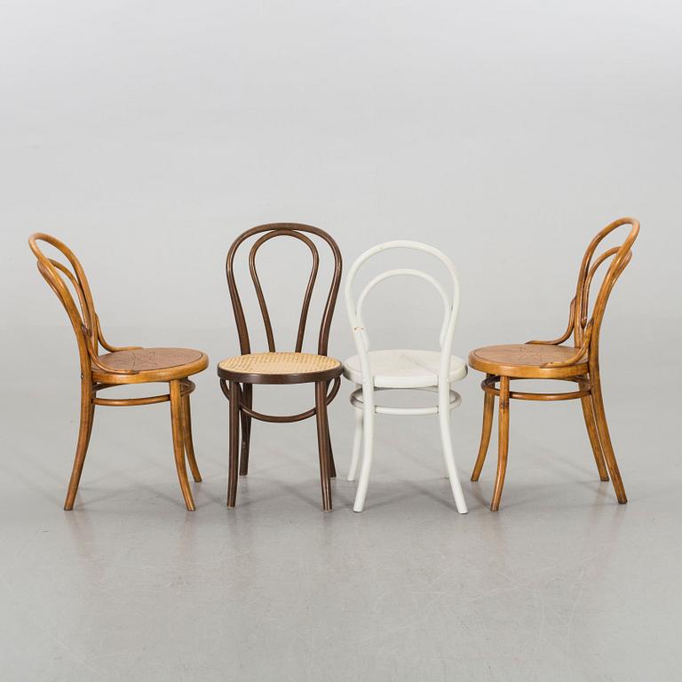 Eight chairs in the Thonet-style from the second half of the 20th century.