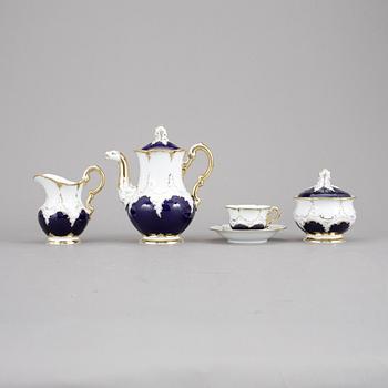 KAFFESERVIS, 9 delar, porslin, rokokostil, Meissen, 1900-tal.