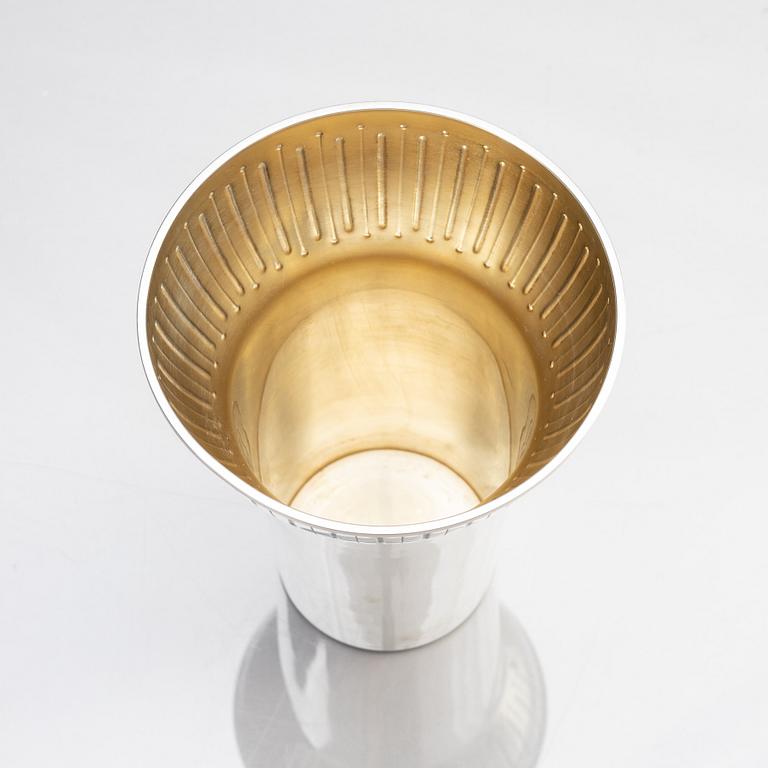 A silver vase, designed by Barbro Littmarck, W.A. Bolin, Stockholm 1958.