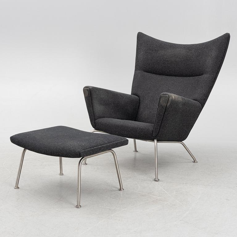 Hans J. Wegner, armchair and footstool, "Wing Chair", CH-445, Carl Hansen & Søn, Denmark.