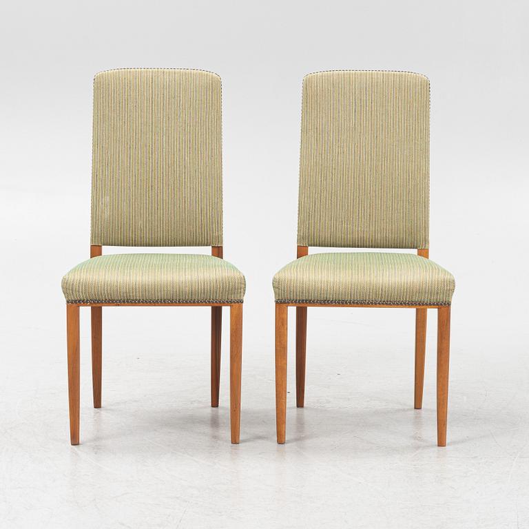 Carl Malmsten, six 'Gustavus' walnut chairs, Åfors, second part of the 20th Century.