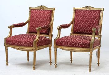 SALONGSGRUPP, 10 delar, Louis XVI-stil, 1900-tal.