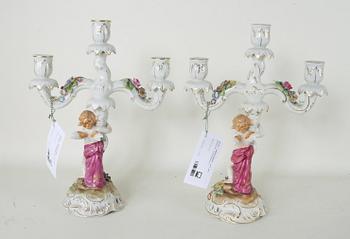 KANDELABRAR, ett par, porslin, Schierholtz.