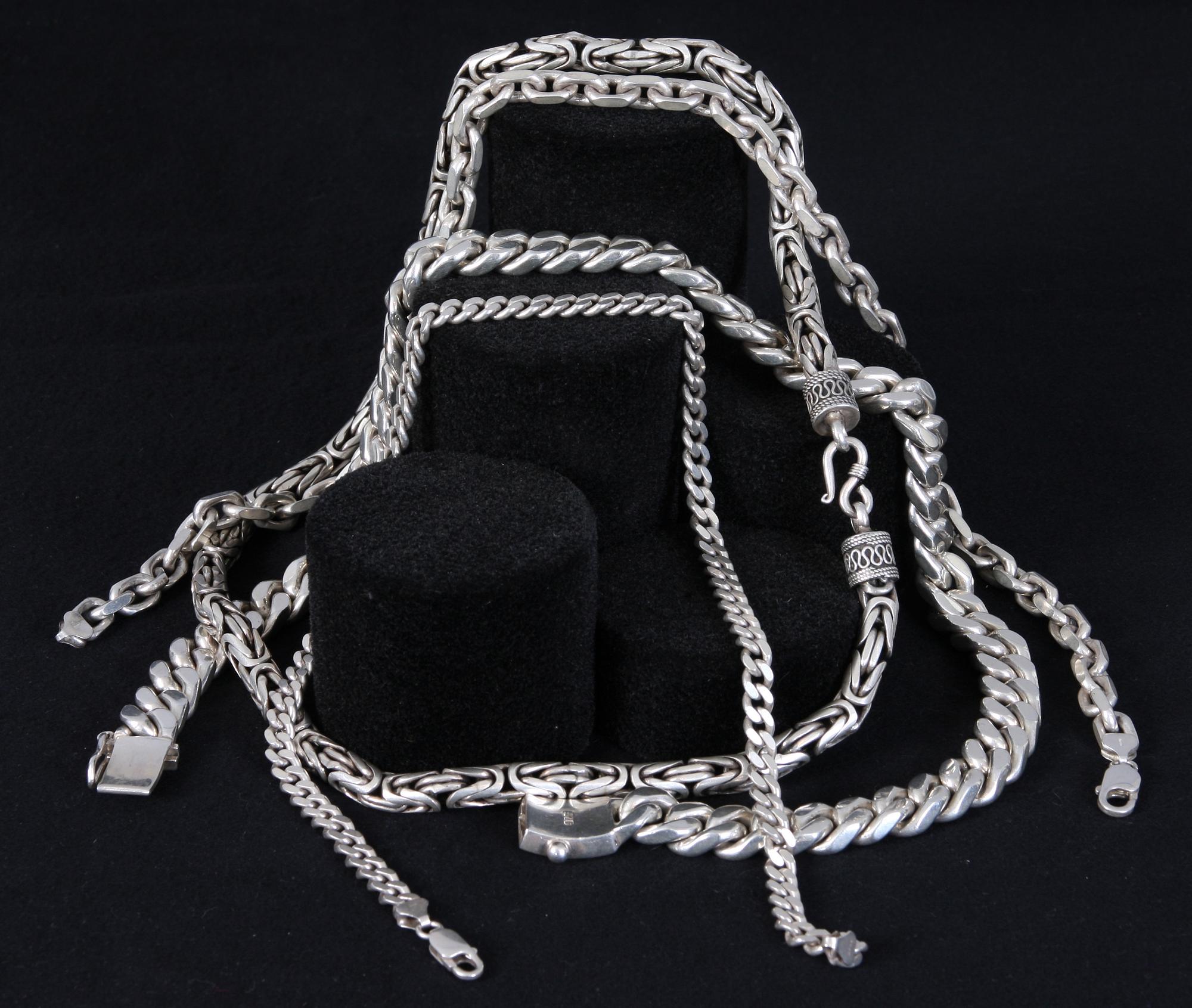 PARTI SILVERKEDJOR, 4 st, 1900-tal, 684 g.
