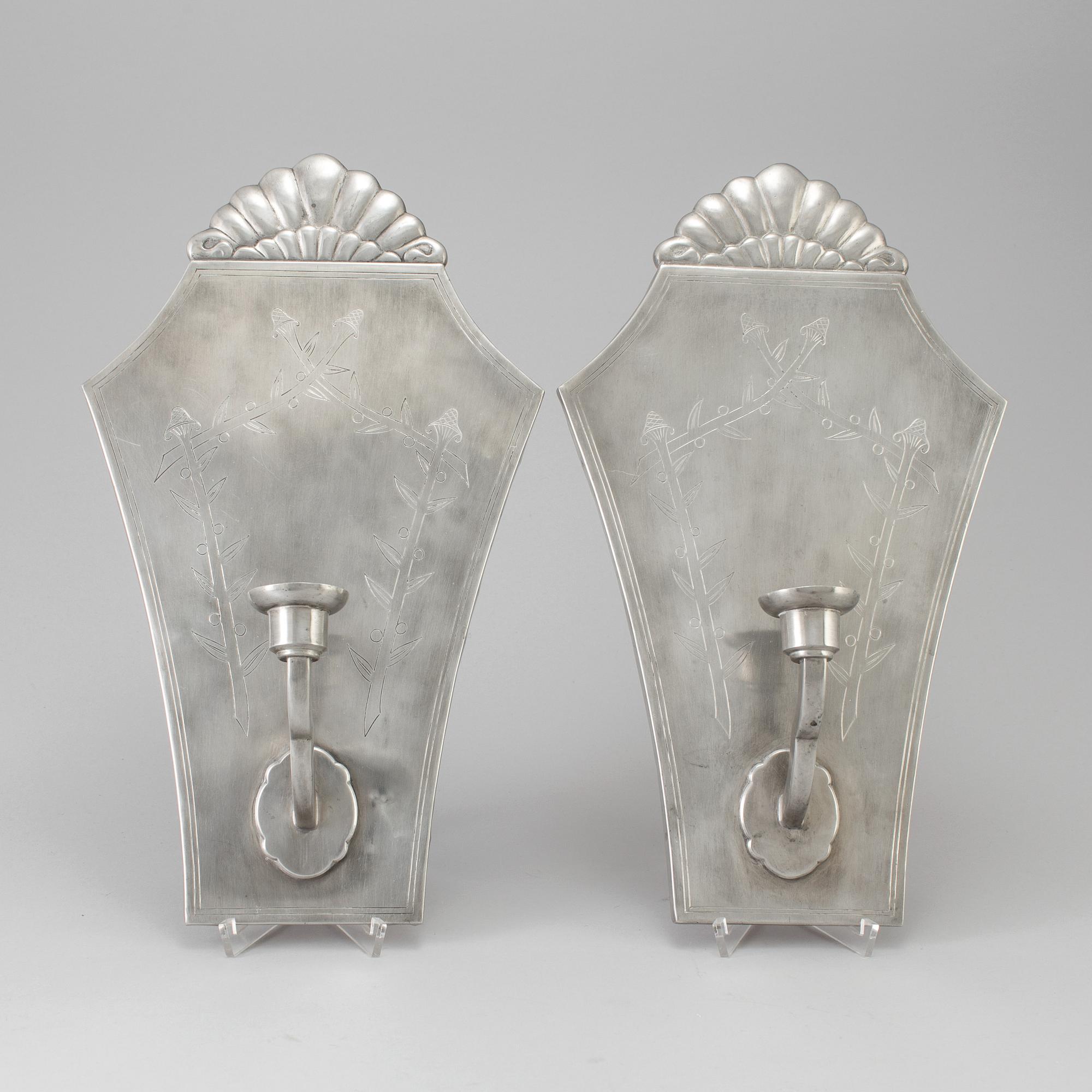 A couple of Wall sconcesof  tin, Astrid M Aagesen, Helsingborg 1920th.