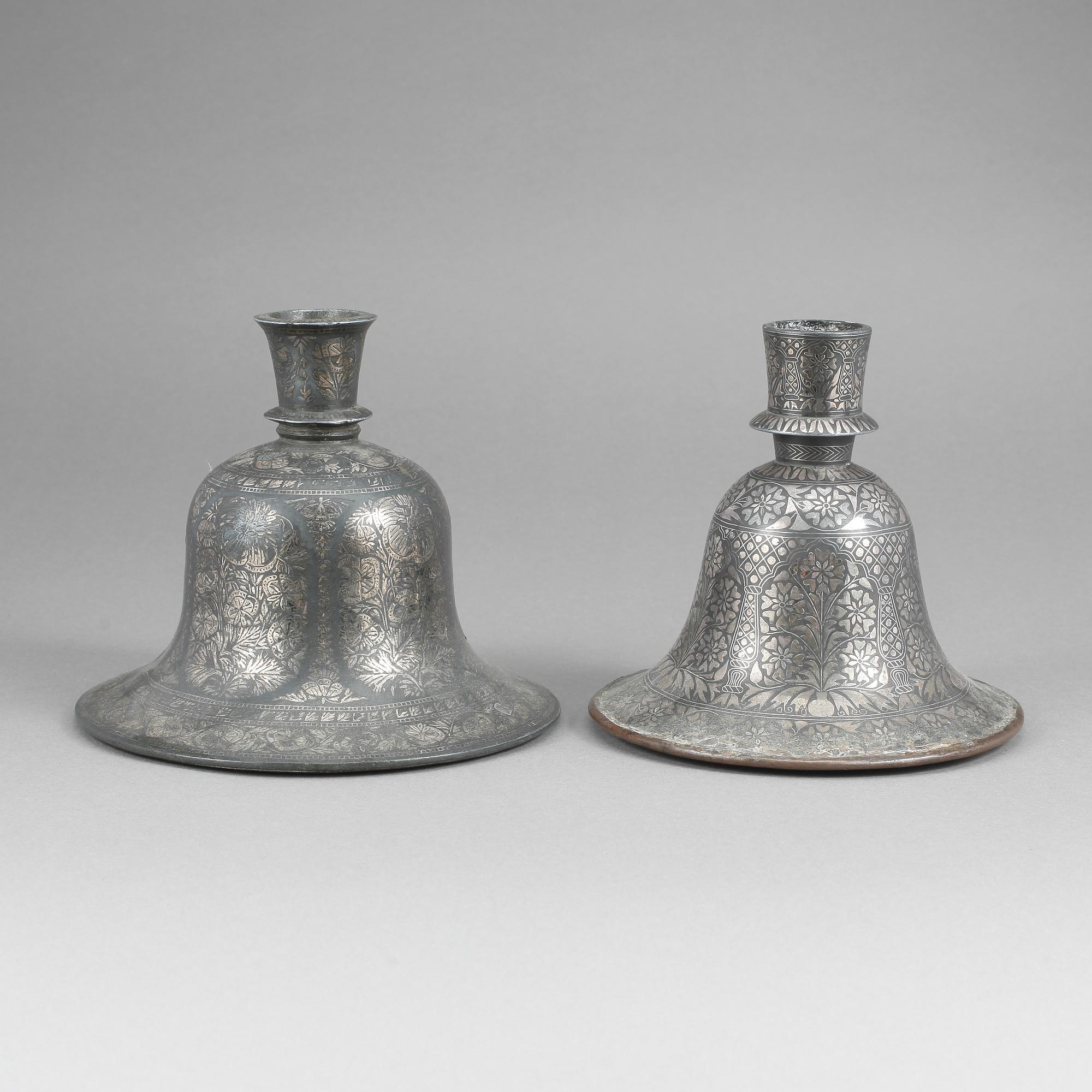 DEL FÖR VATTENPIPA, 2 st, Bidri-arbete, 1800-tal.
