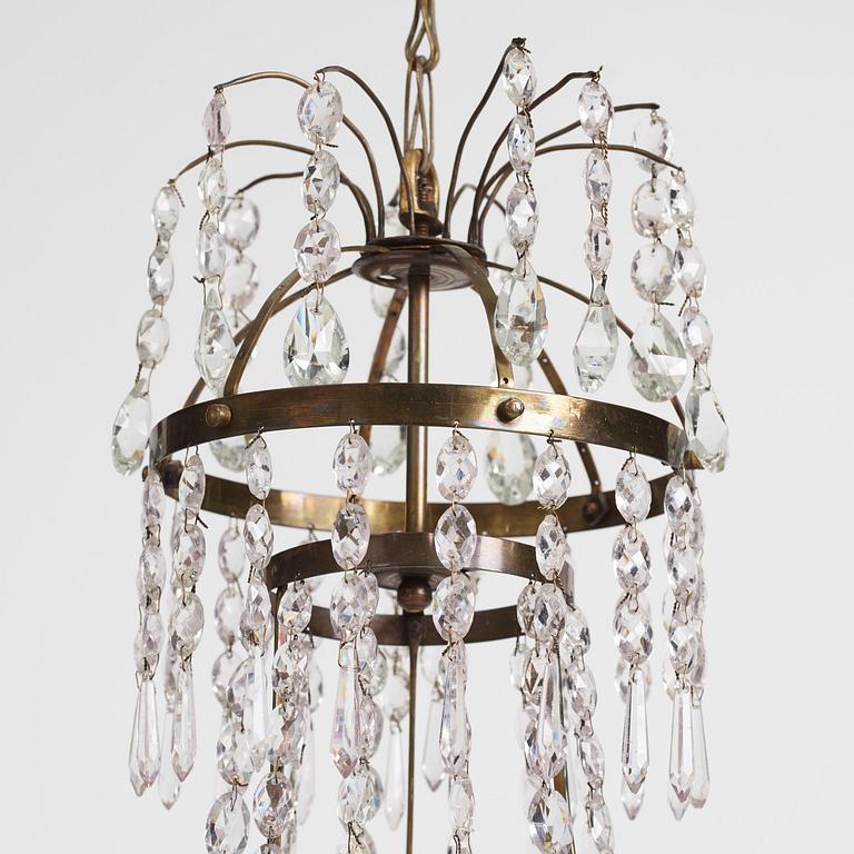 A late Gustavian four-light chandelier, late 18th century.