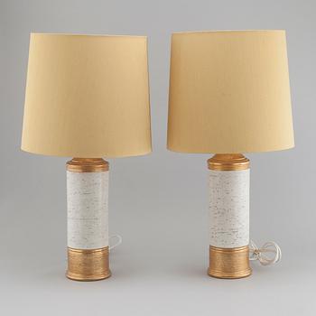 A pair of 1960/70s stoneware table lamps by Bitossi for Bergboms.