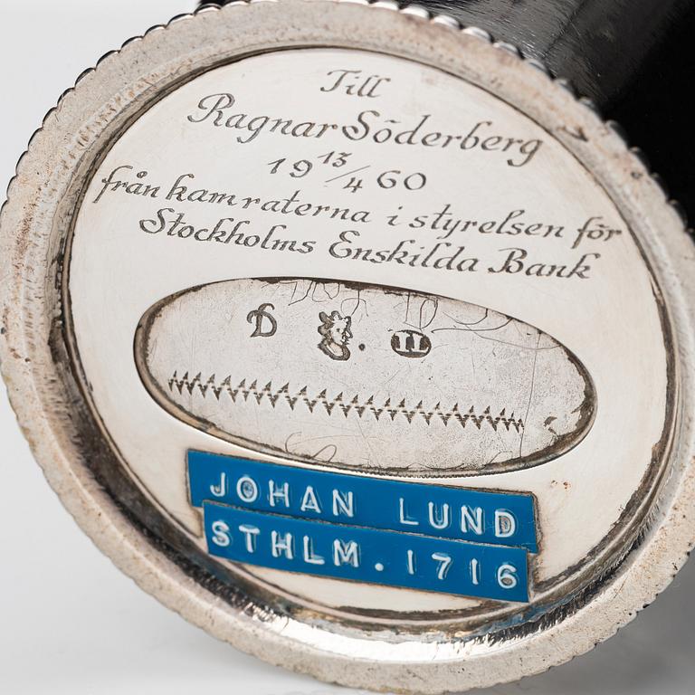 A Swedish early 18th century parcel-gilt silver beaker, mark of Johan Lund, Stockholm 1716.