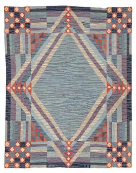 156. Anne Marie Elvis, a carpet, flat weave and tapestry weave, ca 248.5 x 195 cm, signed AME KH.