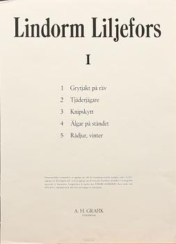 LINDORM LILJEFORS, mapp med 5 färglitografier, sign o numr.