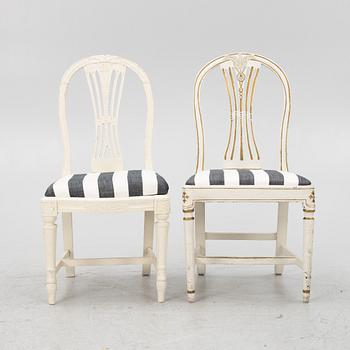 Three matched Gustavian chairs, second half of the 18th century.