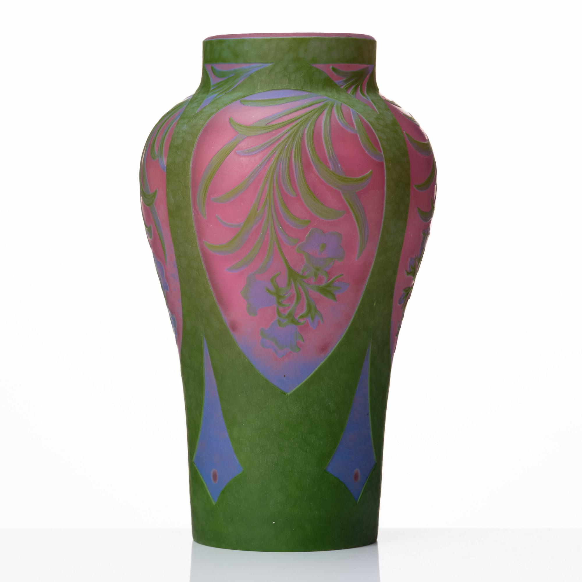 Axel Enoch Boman, a unique Art Nouveau cameo glass vase, Reijmyre, Sweden 1913, no 312.