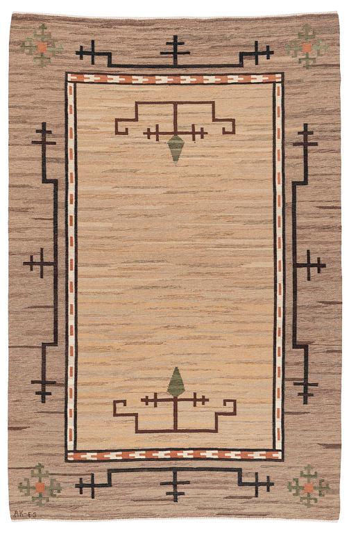 Aina Kånge, a flat weave carpet, c. 310 x 202 cm, signed AK-EJ.