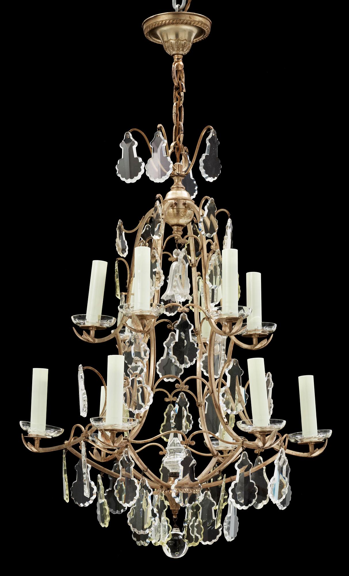 LJUSKRONA, nysilver, 18/1900-tal. Höjd ca 101 cm.