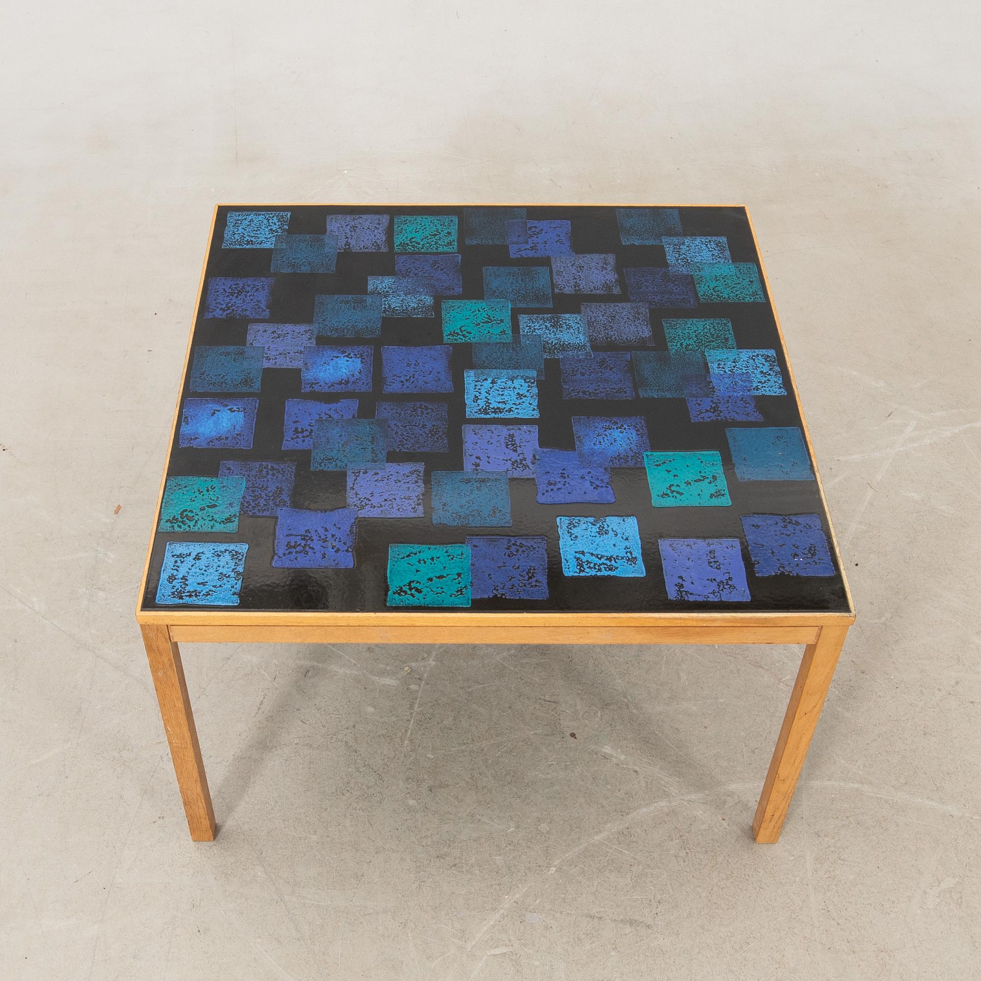Algot Törneman & David Rosén, coffee table, "blue square", Triva, Nordiska Kompaniet, 1950s.
