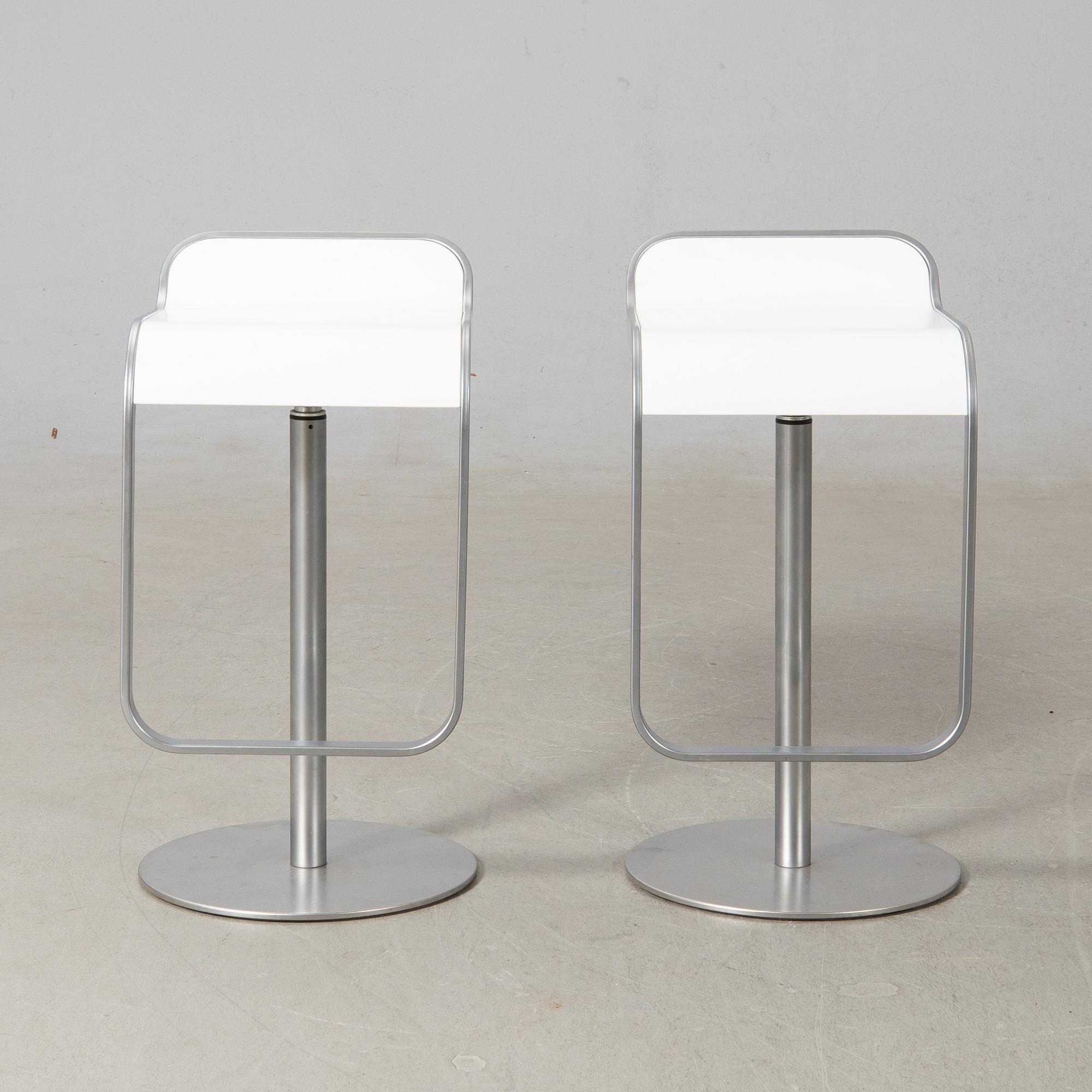 Shin & Tomoko Azumi bar stools, a pair "Lem" for LaPalma, Italy, late 20th century.