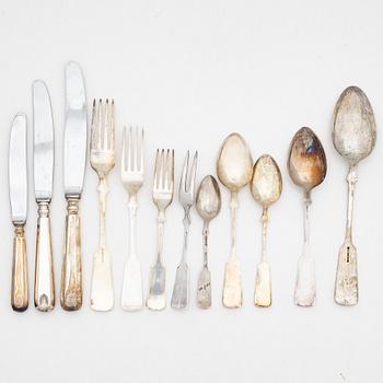 Cutlery set, 73 pieces, silver, "Musslan", Finland, first half of the 20th century.