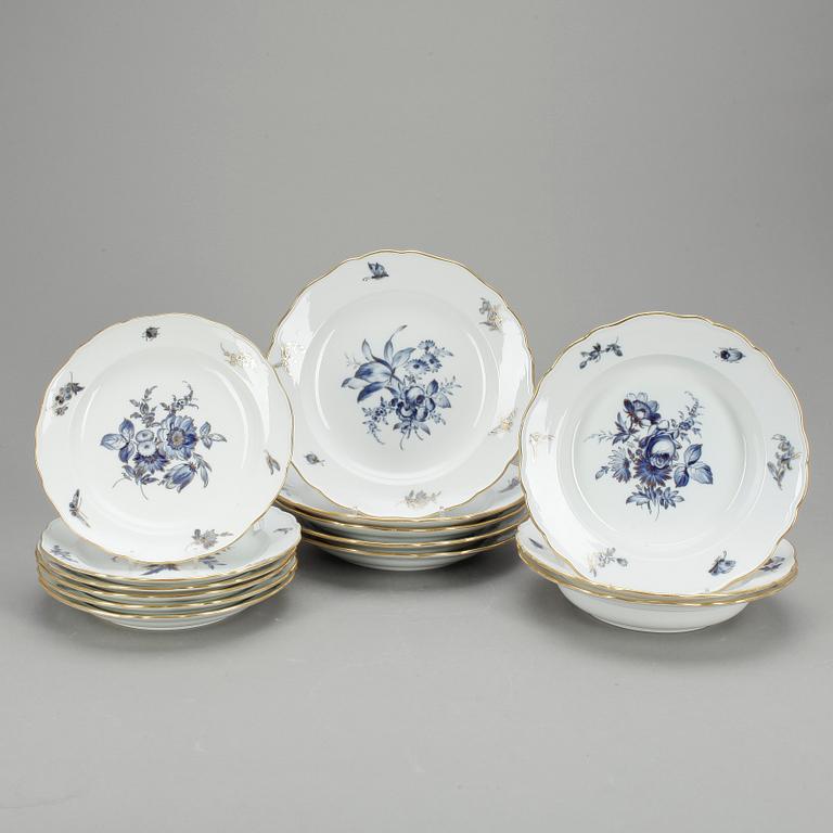 TALLRIKAR, 14 st, porslin, Meissen, 1900-tal.