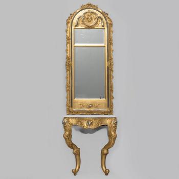 Mirror with console table, Neo-Rococo, second half of the 19th century.