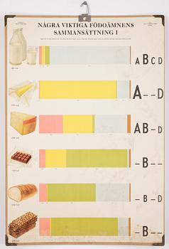 SKOLPLANSCHER, 6st, varav en litografisk plansch, bla Svenska Skolmaterialförlaget Gunnar Saietz AB.