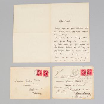 A letter and two envelope, August Strindberg.