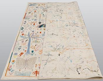 A carpet, embroided flat weave, ca 230 x 173 cm.