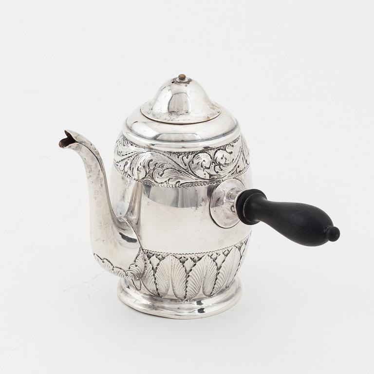 A Danish silver chocolate pot, makers mark of Aage Steffensen, Assay Master mark of CF Heise, Copenhagen 1929.