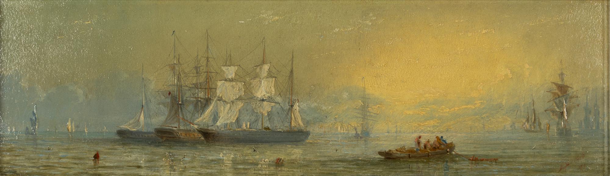 Adolphus Knell, Boats at anchor, a pair.