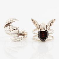 Maria Nilsdotter, rings, two pieces, silver, "gargoyle ring" and "claw ring double".