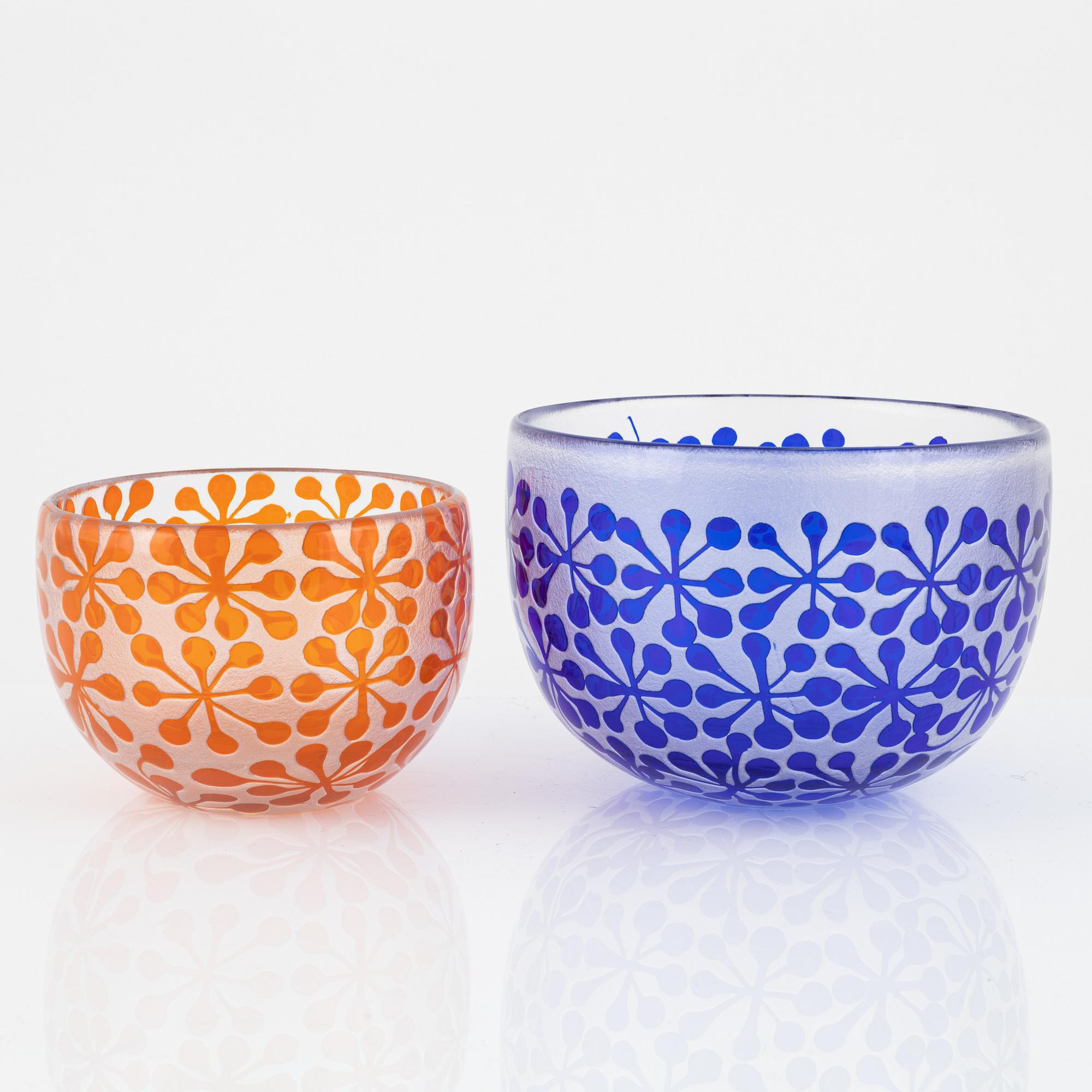 Bertil Vallien, two bowls, Boda-Åfors.