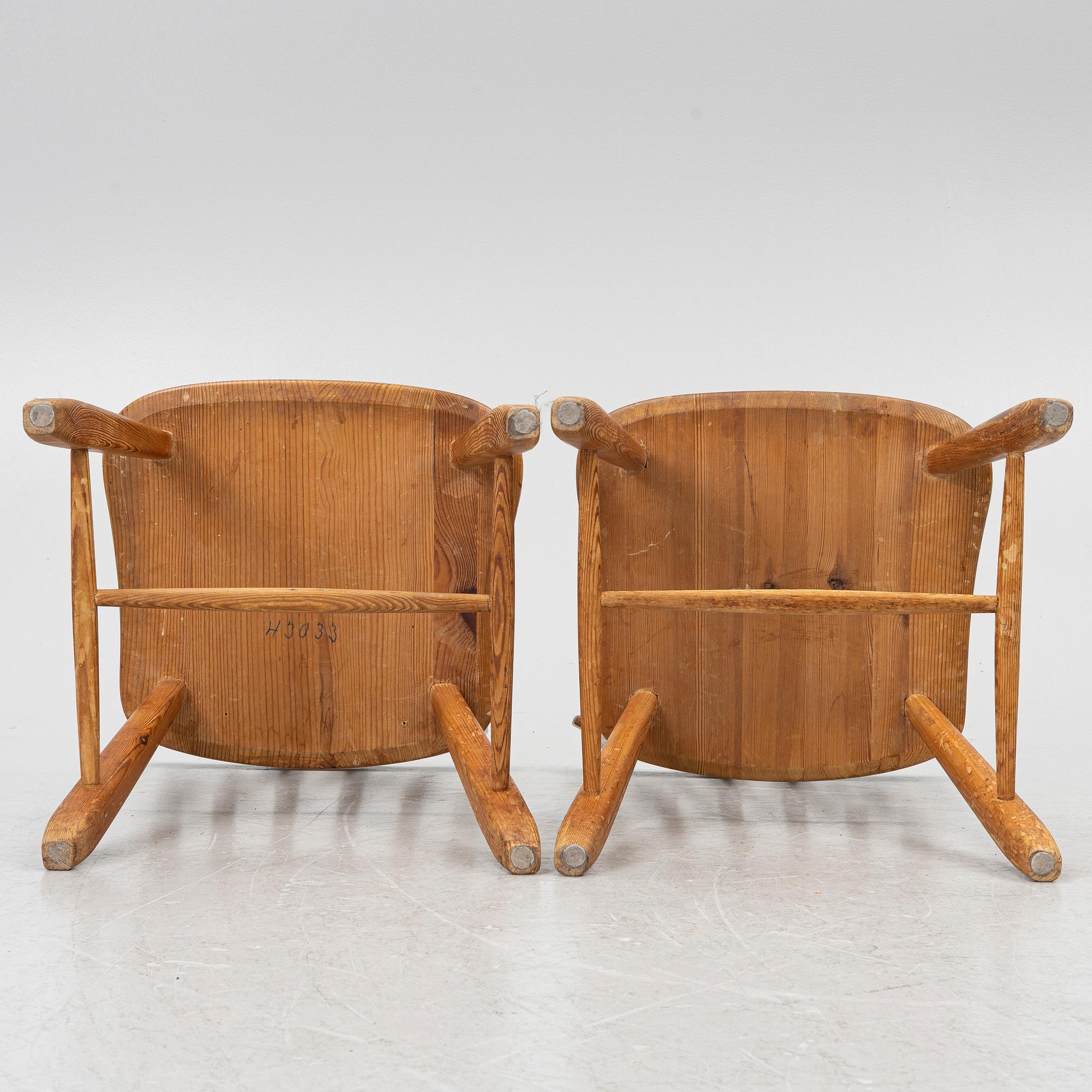 Chairs, a pair, "Hytte", Nordiska Kompaniet, 1940s.