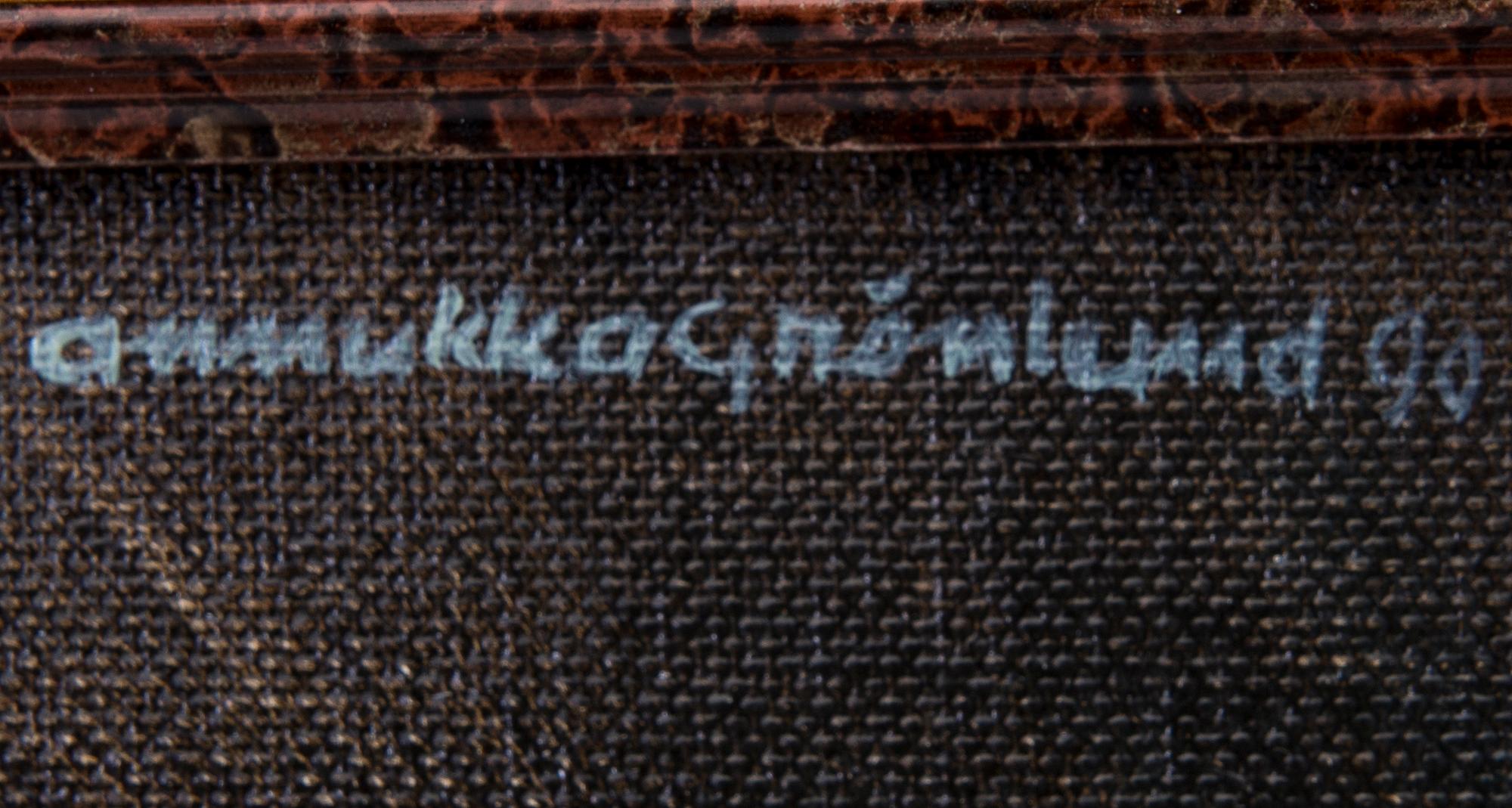 ANNUKKA GRÖNLUND, olja på dukpannå, signerad och daterad 90.