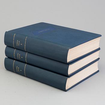 M, W & F VON WRIGHT, bokverk, 3 band, "Svenska fåglar", A. Börtzells tryckeri AB Stockholm, 1924-1929.